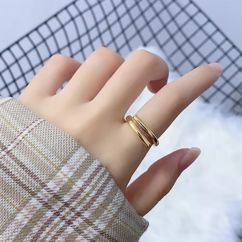 Lisette - Chic Irregular Ring 925 Sterling Silver/14K Gold Plated. Adjustable